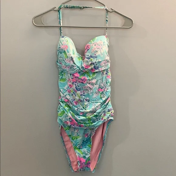 Lilly Pulitzer Blue and Pink One Piece Swimsuit - Picture 2 of 11